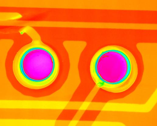 X-ray image of PCB vias